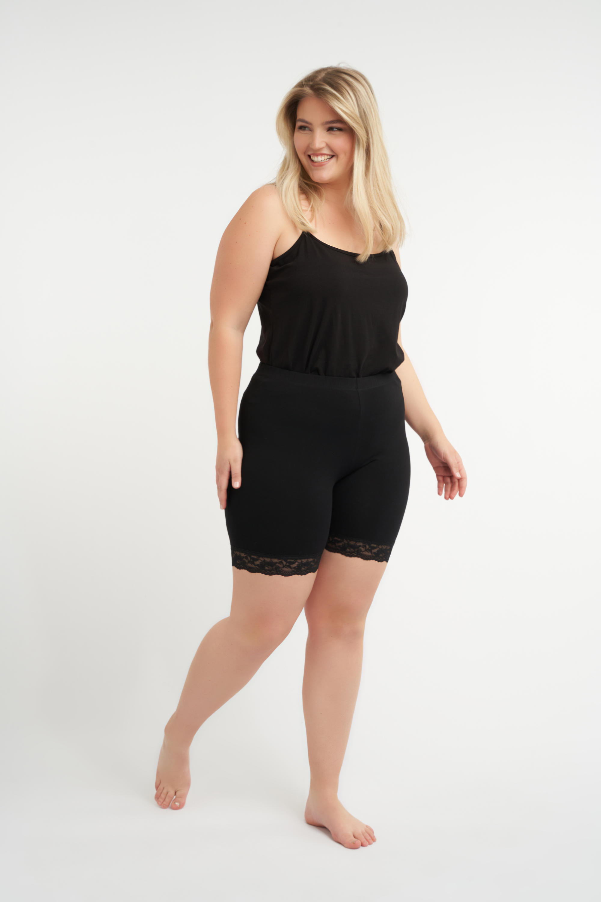 Legging Court Femme Avec Dentelle - Coton Élastique - Confortable Pour Sport Ou Quotidien