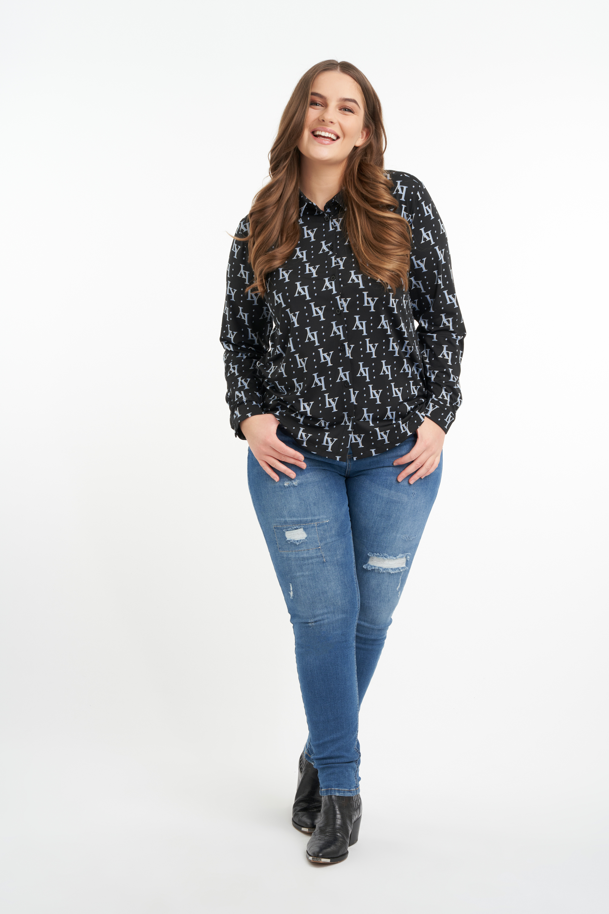 Jersey blouse met print image number null