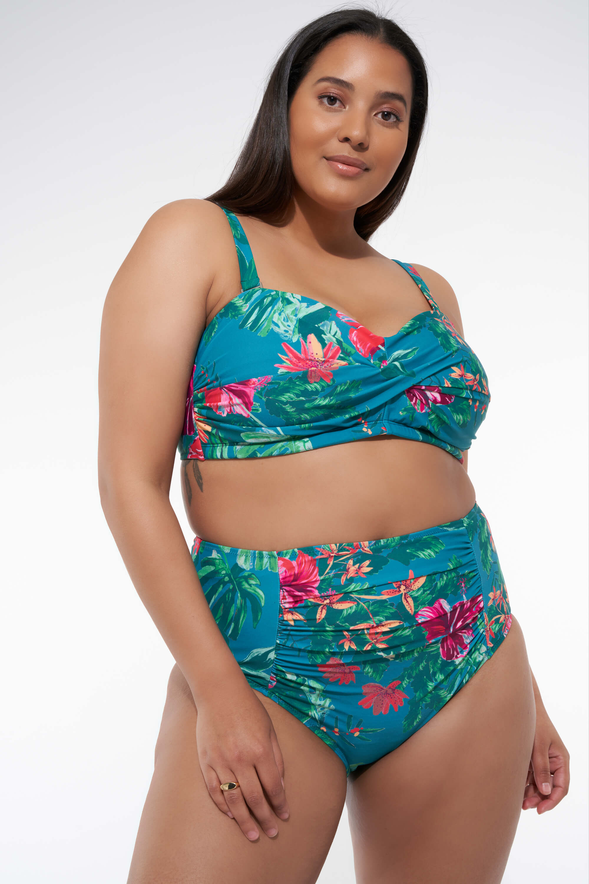 Beer onderbreken Dageraad Dames High waisted bikini broekje met print Multi Aqua-Blauw | MS Mode