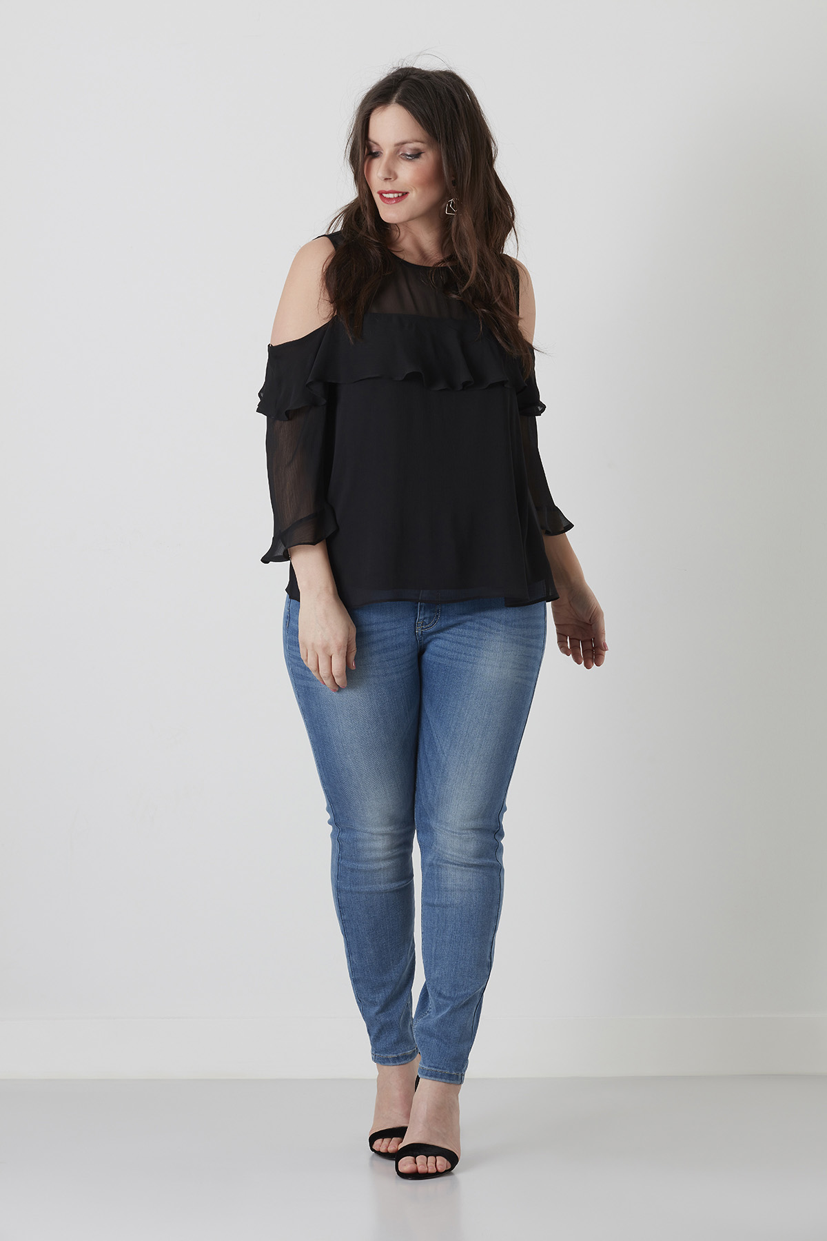 Shirt met shop open schouders