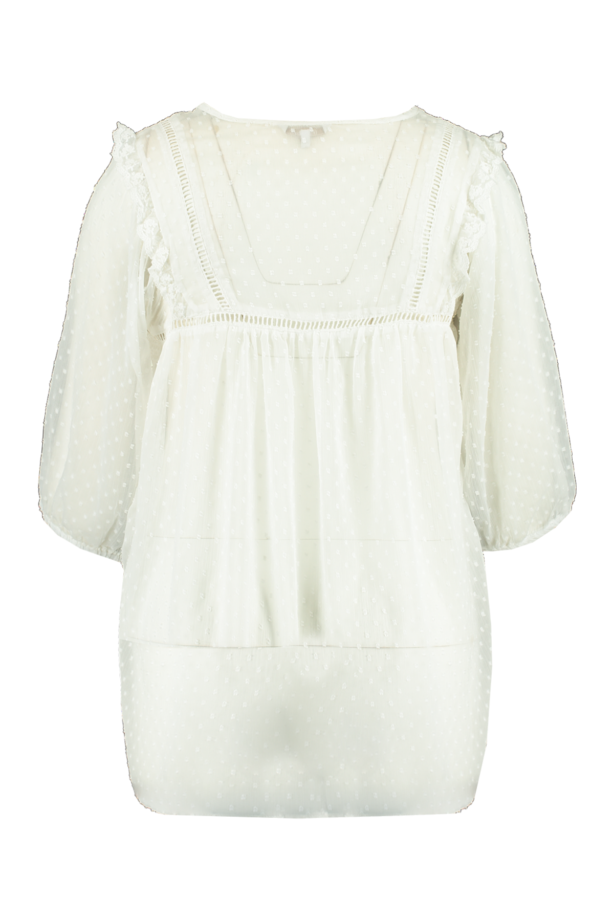 Transparante blouse met kanten detail image number 2