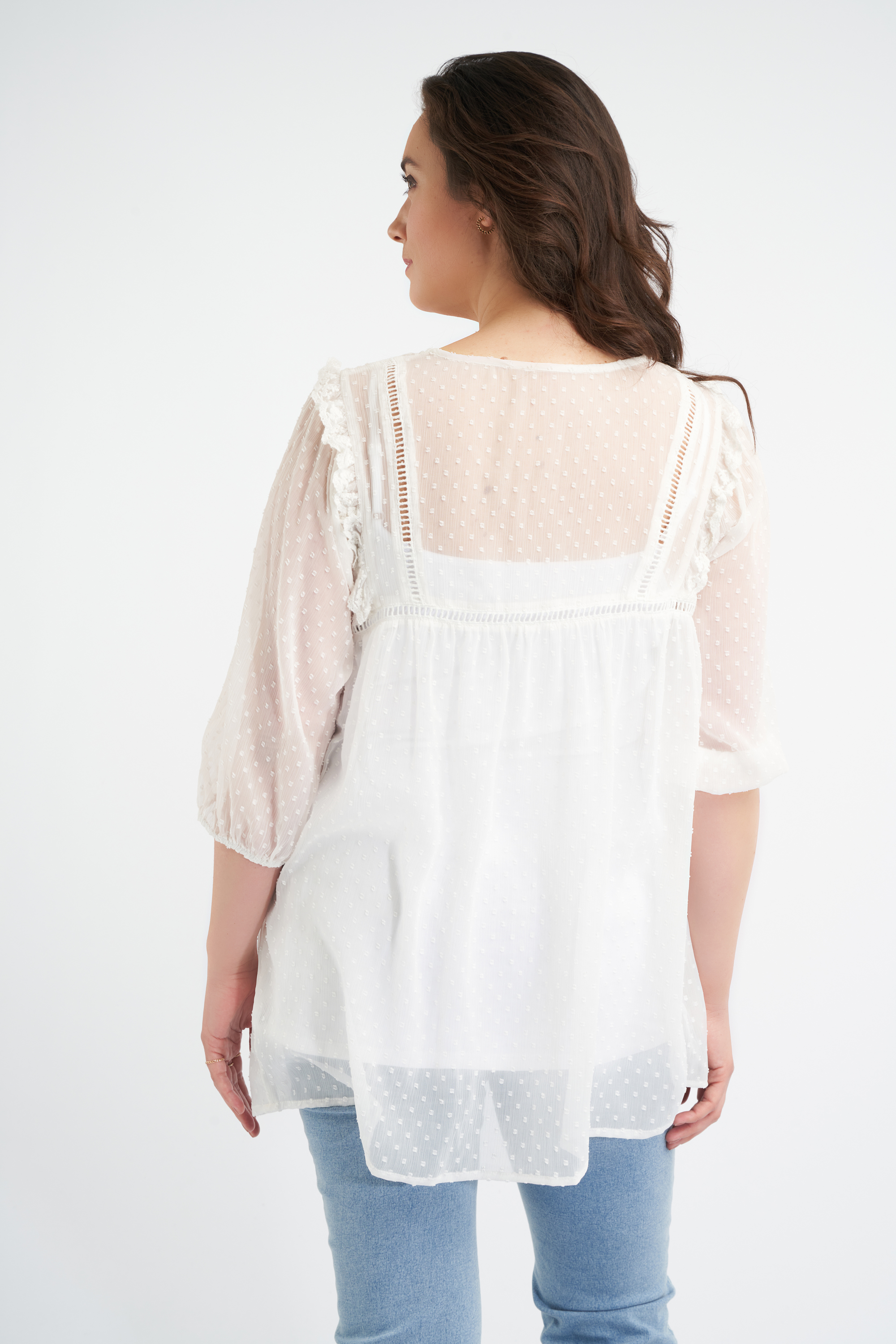 Transparante blouse met kanten detail image number 3