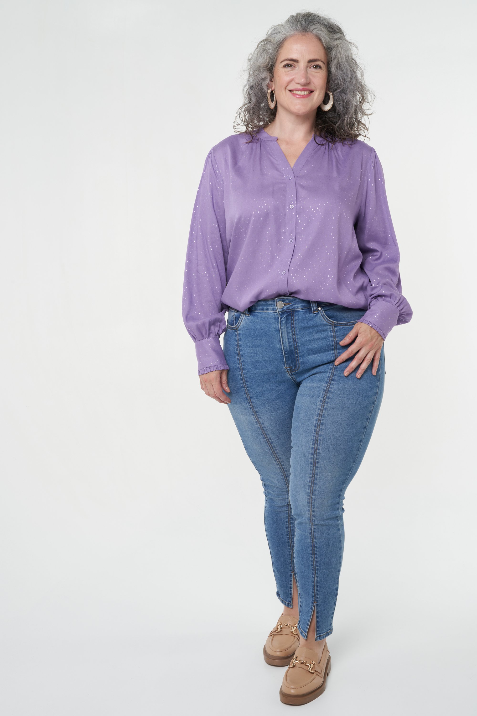 Femmes Chemisier lilas aux détails argentés MS Mode