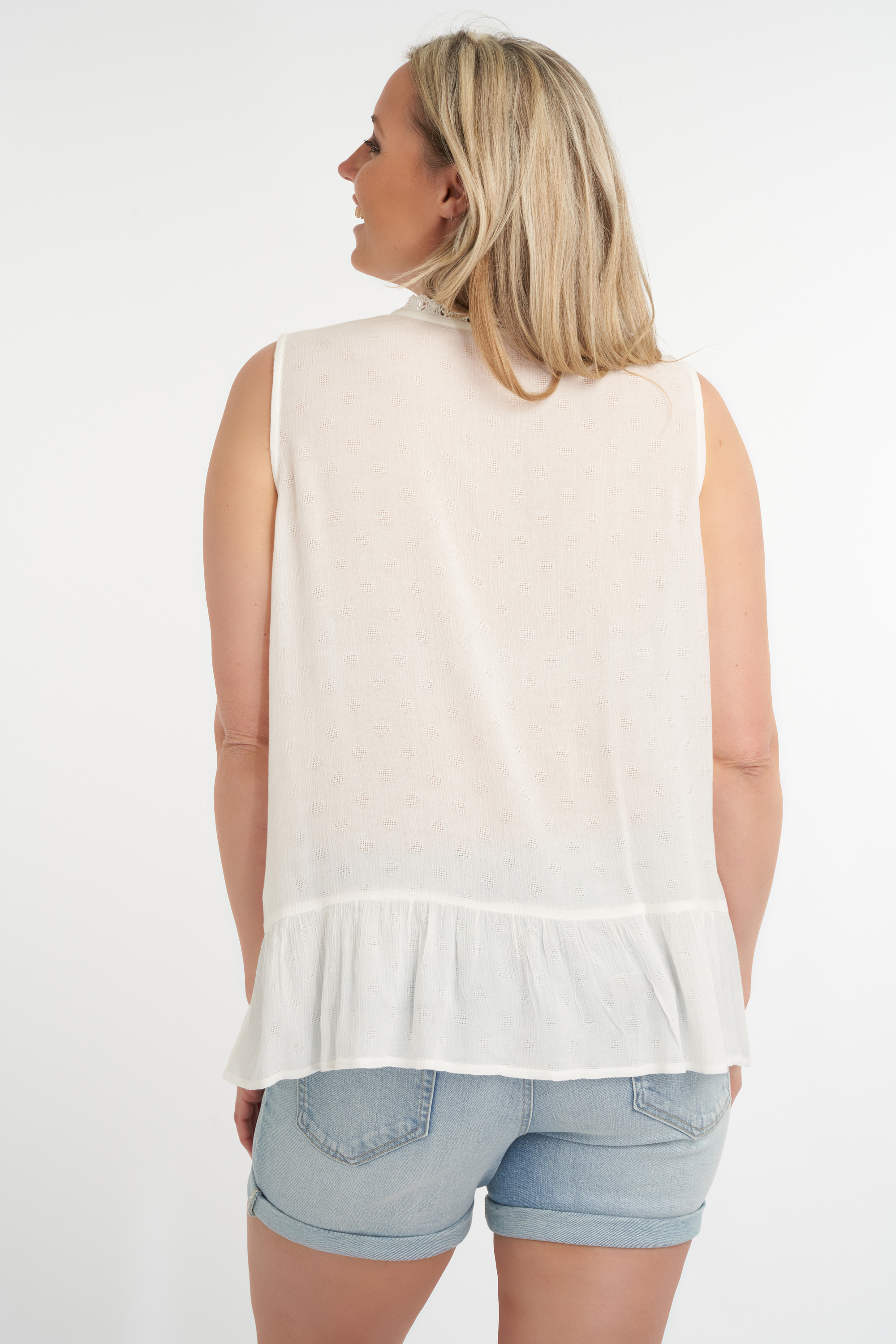 Mouwloze blouse met kant image number null