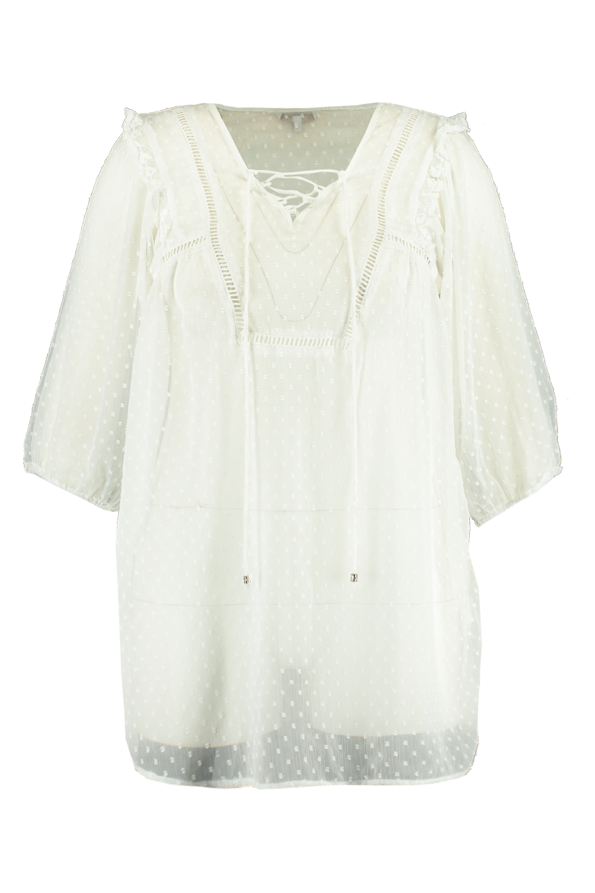 Transparante blouse met kanten detail image number 1